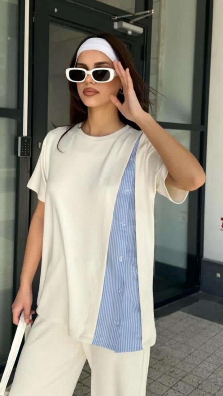 Yan Düğmeli Modal Takım