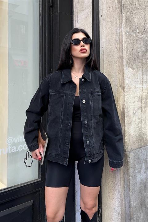 Cep Detaylı Kot Ceket