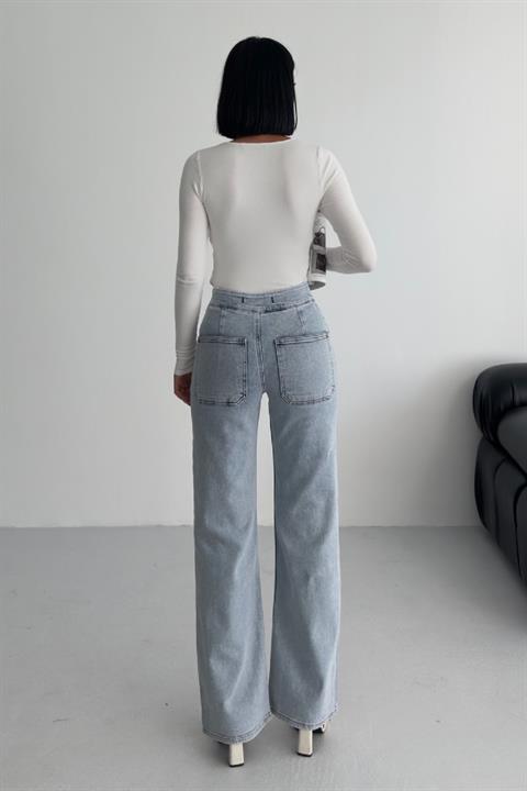 Cepsiz Pensli Bol Paça Kot Pantolon