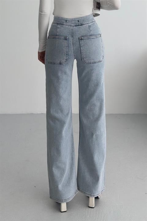 Cepsiz Pensli Bol Paça Kot Pantolon