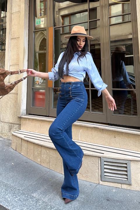 Çok Düğmeli İspanyol Kot Pantolon