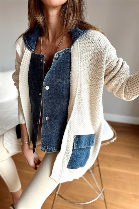 Denim Detail Cardigan