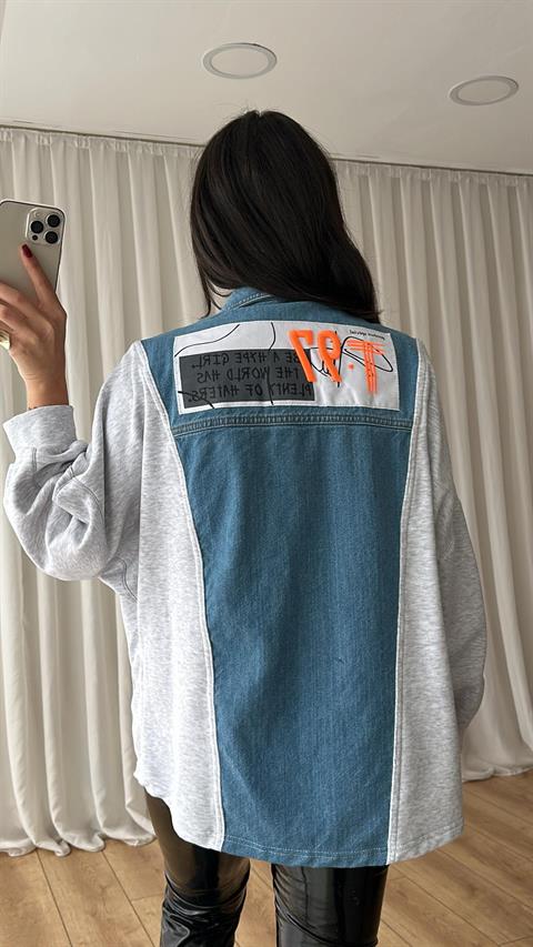 Denim Detaylı Sweat Ceket