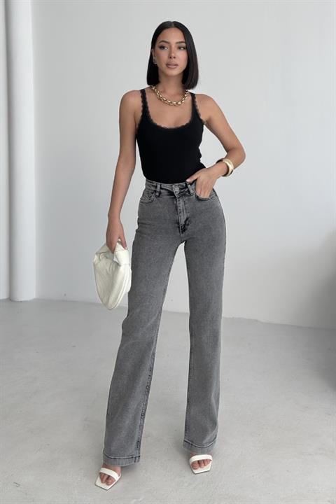 Dikişli Paça Bol Paça Relax Kot Pantolon