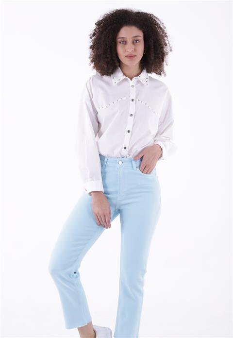 Dikişsiz Paça Mom Fit Kot Pantolon