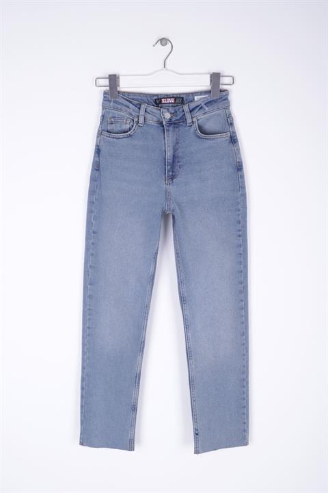 Dikişsiz Paça Mom Fit Kot Pantolon