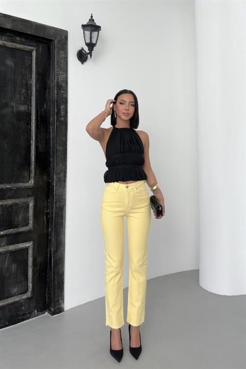 Dikişsiz Paça Mom Fit Kot Pantolon