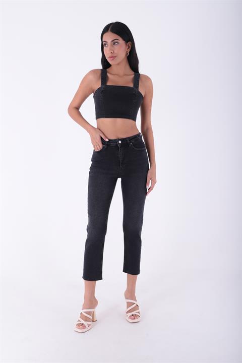 Dikişsiz Paça Mom Fit Kot Pantolon