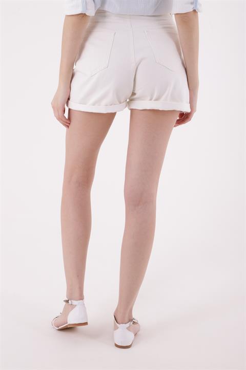 Double Folded Bottom Denim Short White White (S-XL-6)