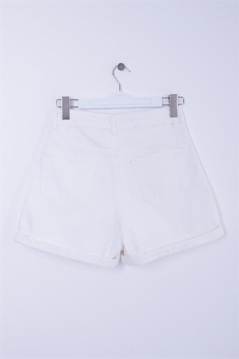 Double Folded Bottom Denim Short White White (S-XL-6)