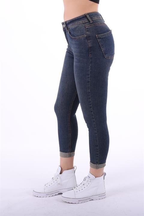 Double Folded Bottom High Waisted Skinny Short Jean Dark Tinted Denim Dark Tinted Denim (26-31)