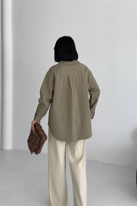 Düğmeli Oversize Kot Gömlek