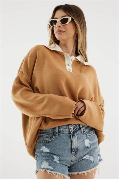 ER Polo Yaka Sweatshirt - Karamel