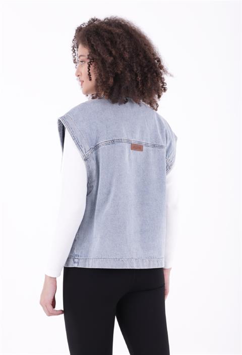 Fermuarlı Oversize Kot Yelek