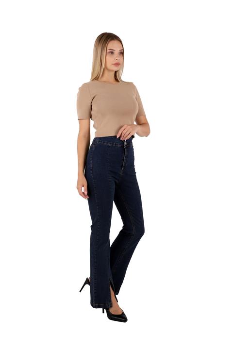 Flared Leg Jean with Slit on Hem Dark Tinted Denim Dark Tinted Denim (27-32)