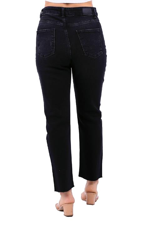 High Rise Mom Fit Jean with Five Buttons Anthracite Denim Anthracite Denim (26-31)