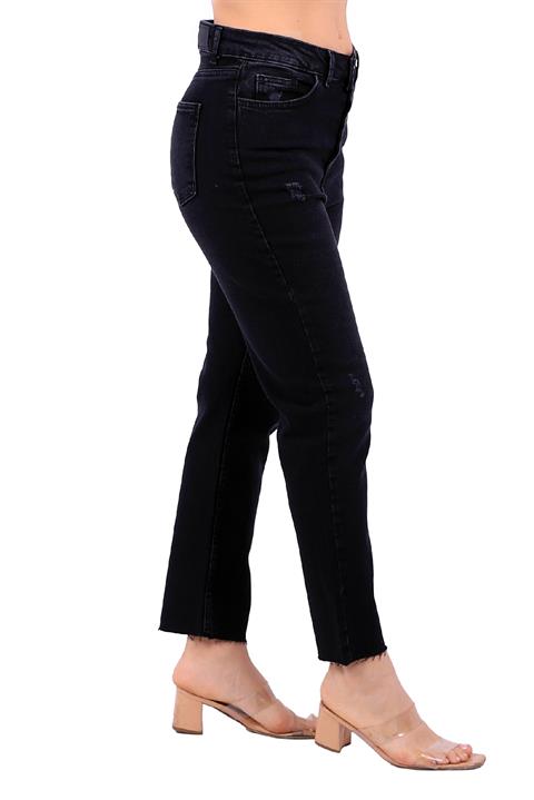 High Rise Mom Fit Jean with Five Buttons Anthracite Denim Anthracite Denim (26-31)