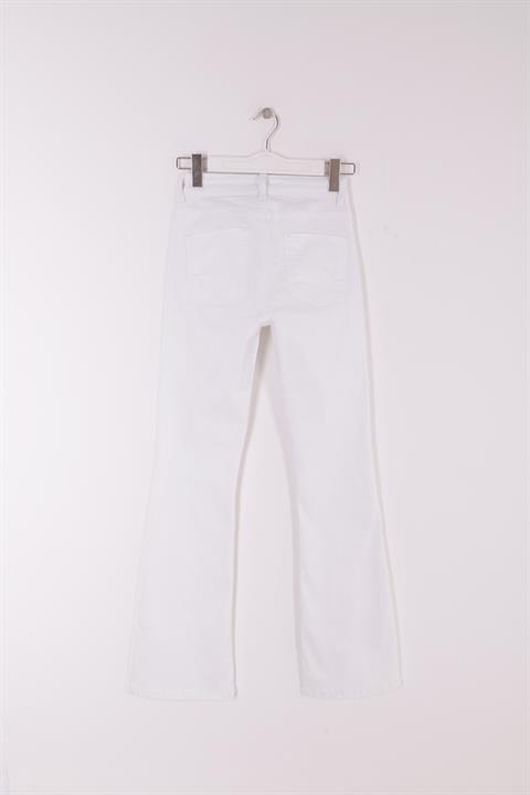 High Waisted and Flared Leg Skinny Jean White White (30-36)