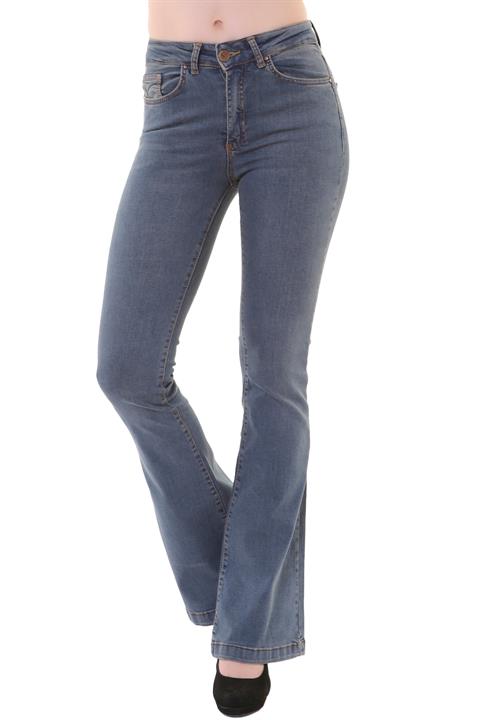 High Waisted and Flared Leg Skinny Jean Dark Tinted Denim (27-32)