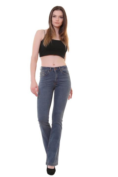 High Waisted and Flared Leg Skinny Jean Dark Tinted Denim (27-32)