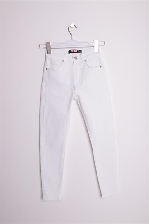 High Waisted Short Skinny Jean White White (26-28)