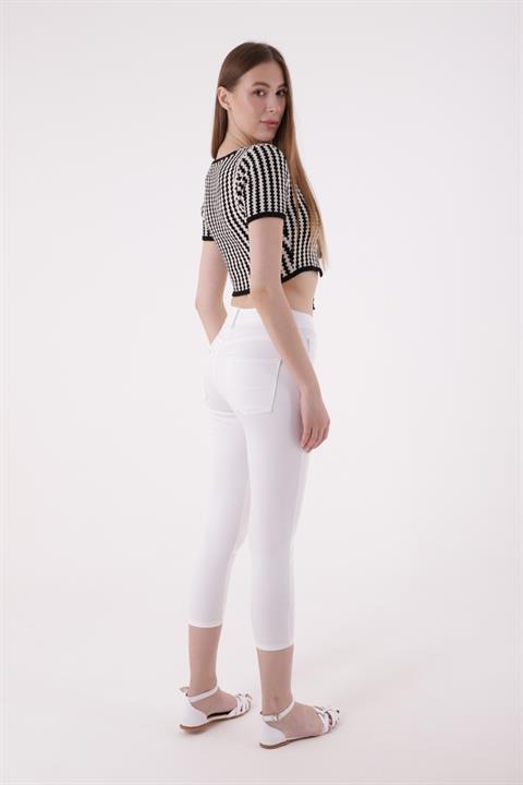 High Waisted Short Skinny Jean White White (26-28)