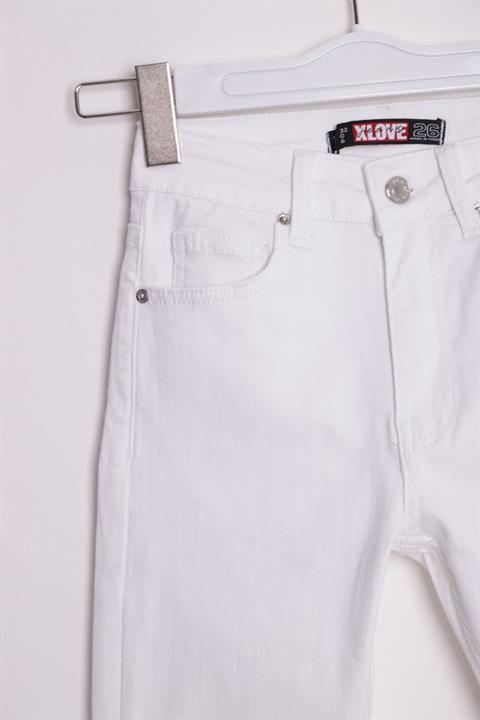 High Waisted Short Skinny Jean White White (26-28)