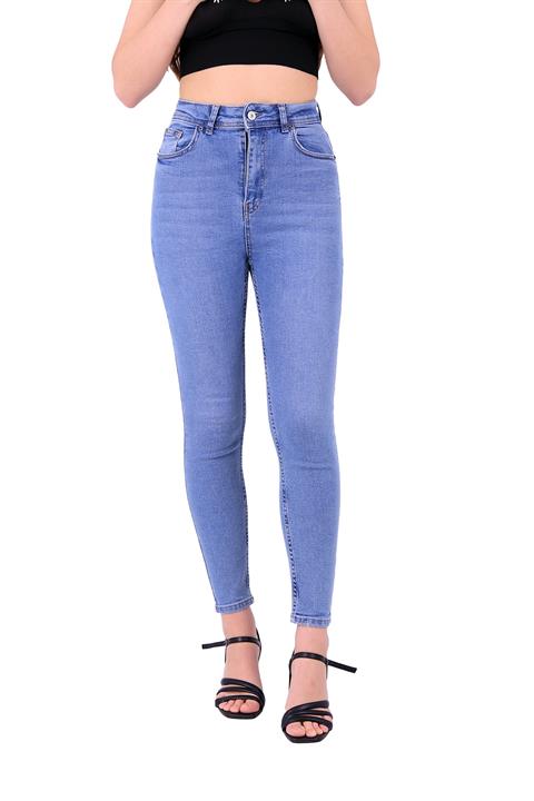 High Waisted Skinny Full Length Jean Light Blue Denim Light Blue Denim (28-33)