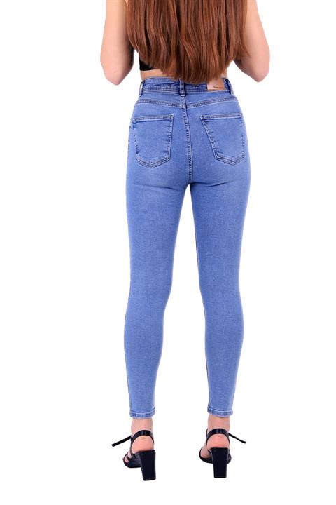 High Waisted Skinny Full Length Jean Light Blue Denim Light Blue Denim (28-33)