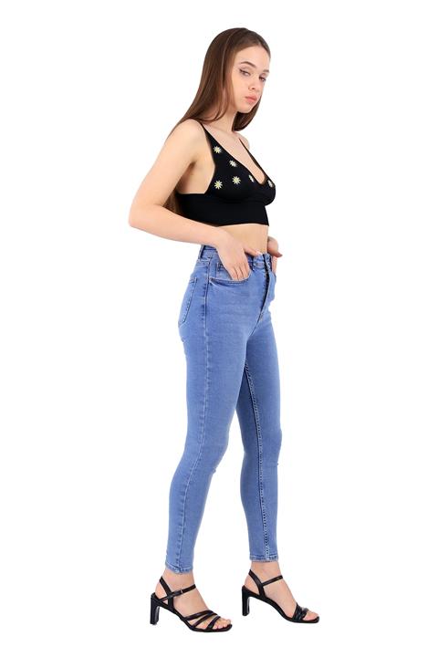 High Waisted Skinny Full Length Jean Light Blue Denim Light Blue Denim (28-33)