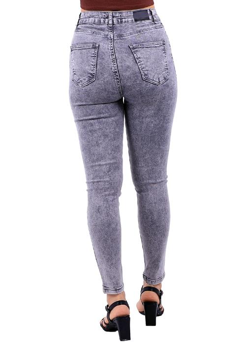 High Waisted Skinny Jean with Five Buttons in Front Light Grey Denim Light Grey Denim (30-36)