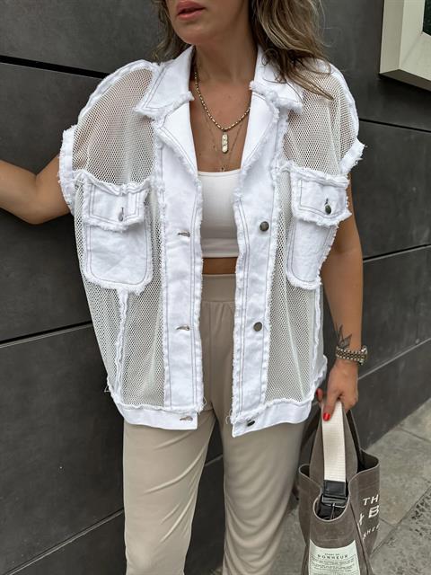 Jean Detailed Oversize Mesh Vest
