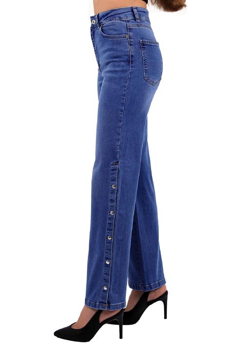 Jean with Snap Buttons On Leg Bottom Sides Light Blue Denim Light Blue Denim (27-32)