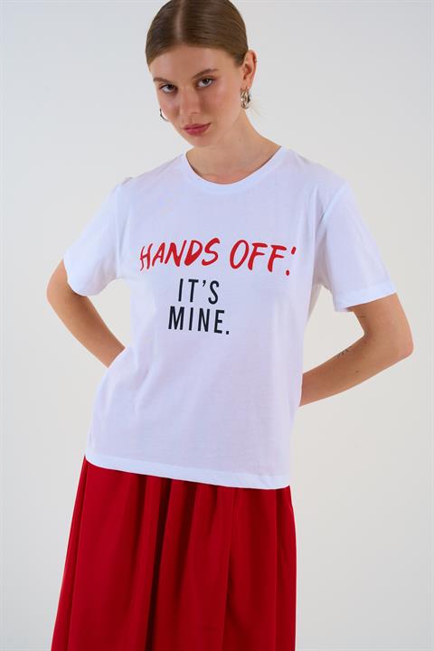 Kadın Hands Örme T-shirt - Beyaz