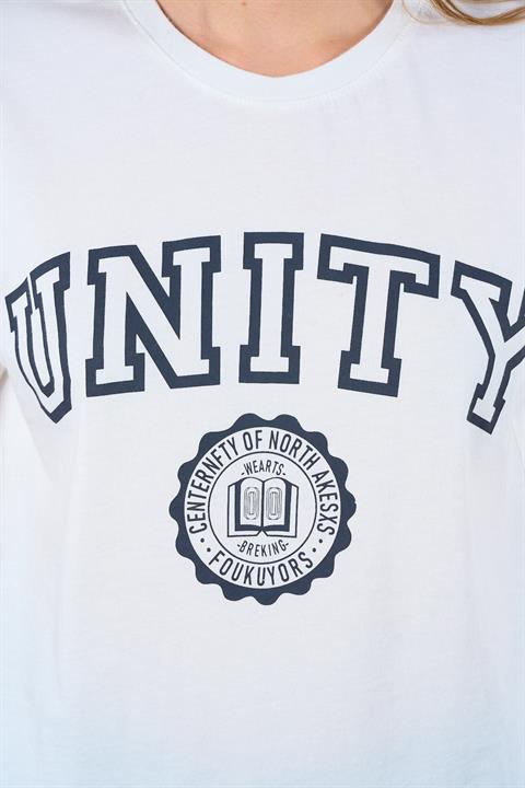 Kadın Unity Örme T-shirt - Krem