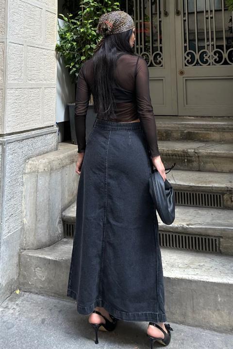 Kapaklı Uzun Boy Kot Etek