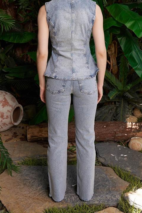 Kesik Paça Straight Fit Kot Pantolon
