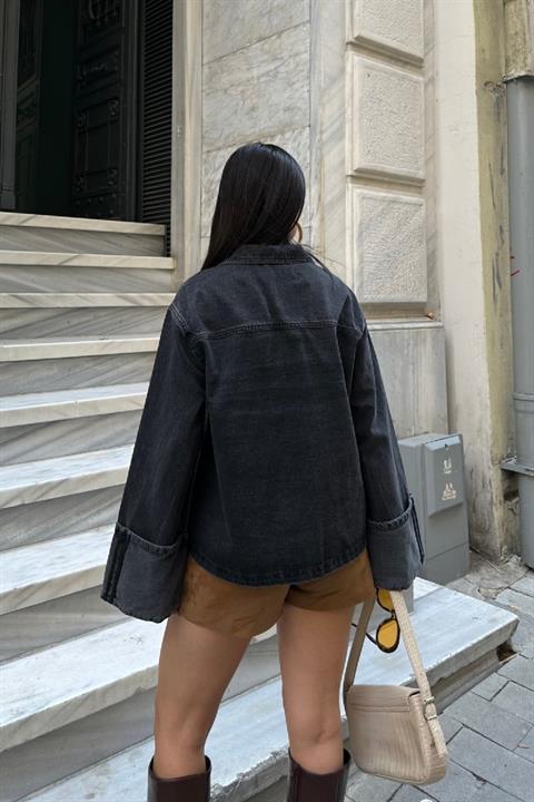 Kolu Katlama Detaylı Kot Ceket