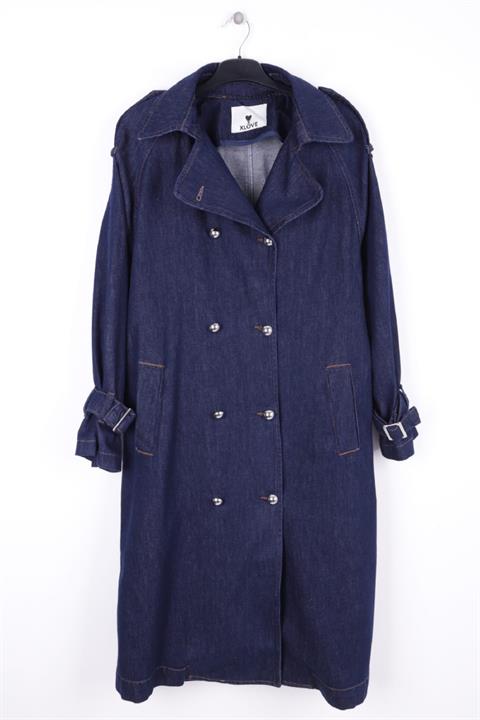 Kruvaze Yaka Kemerli Oversize Uzun Trençkot