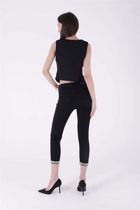 Paçası Taşlı Skinny Kot Pantolon