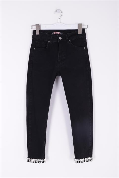 Paçası Taşlı Skinny Kot Pantolon