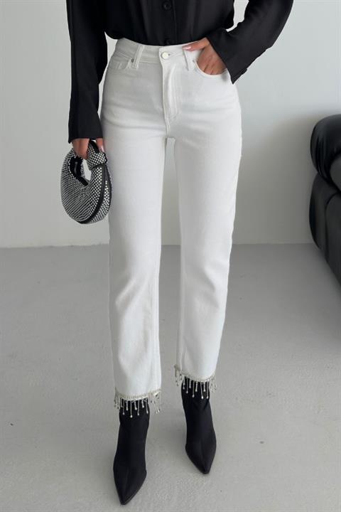 Paçasılı Dikişsiz Paça Mom Kot Pantolon