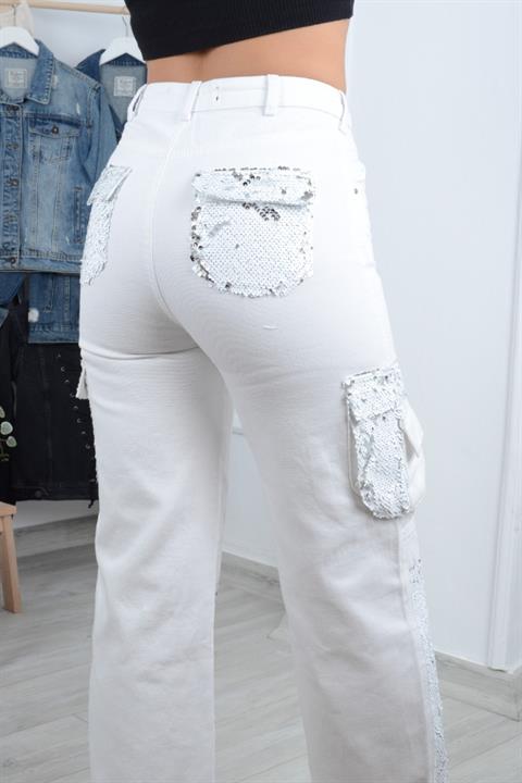 Pul Payetli Kot Pantolon