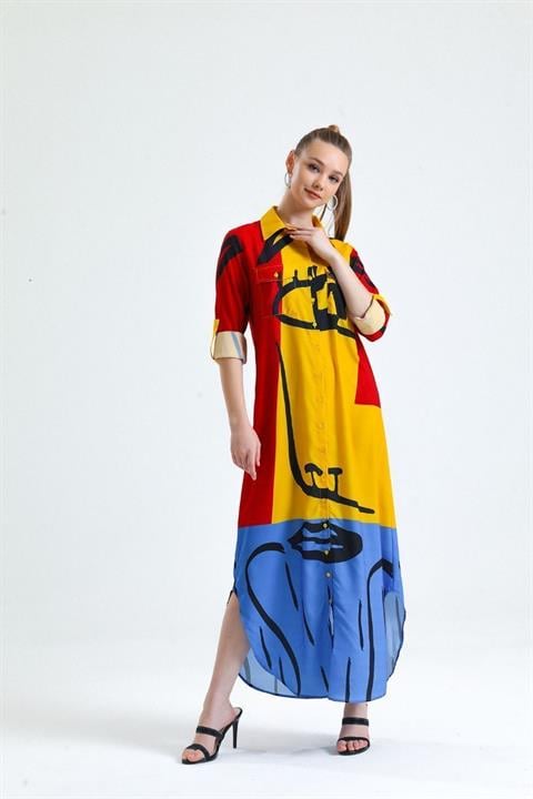 Color Block Design Shirt Dress