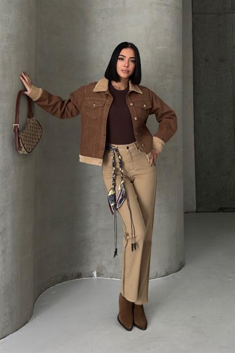 Şerit Detaylı Mom Fit Kot Pantolon