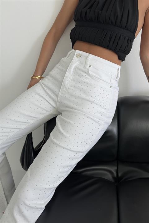 Serpme Yıldızlı Mom Fit Kot Pantolon