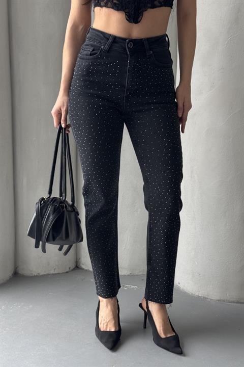 Serpme Yıldızlı Mom Fit Kot Pantolon