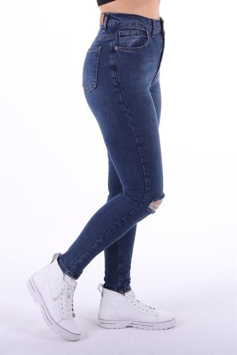 Skinny Jean with Tears on Knees Dark Blue Denim Dark Blue Denim (28-33)