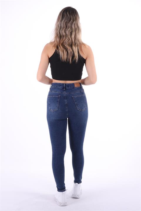 Skinny Jean with Tears on Knees Dark Blue Denim Dark Blue Denim (28-33)