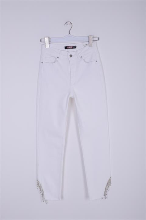 Taşlı Asimetrik Paça Pantolon